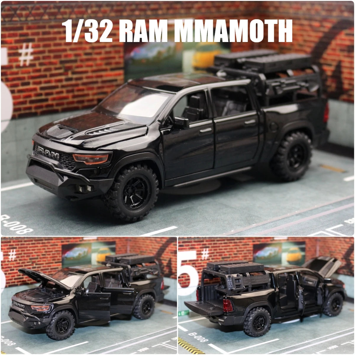 RAM MAMMOTH Pickup 1:32 Scale Model Car Metal Diecast Toy Vehicle Collection
