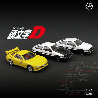 Toyota AE86 Mazda RX-7 Initial D 1:64 Scale Model Car Diecast Toy Gift Vehicle